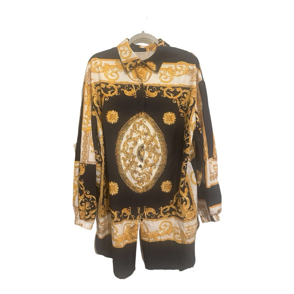 Black a gold dress